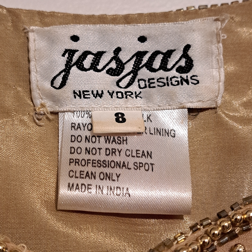 Vintage Jasjas NY Beaded Jacket Size 8 Gold Sequin Embroidered Evening Gatsby - Picture 4 of 4